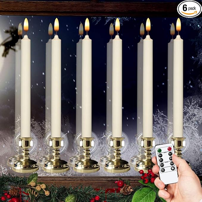 Wondise Flameless Window Candles with Timer &